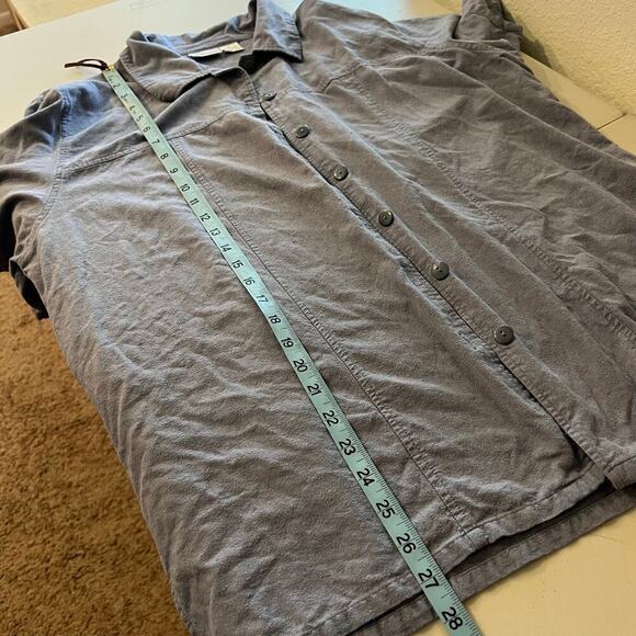 Vintage 90s Blue Textured Silk Button Front Short Sleeve Oversized Shirt Size XL - Picture 8 of 9